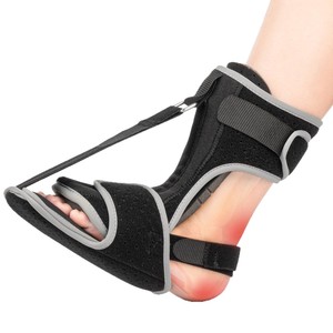 Attelle de nuit réglable pour pied tombant, double fixation, support de cheville, noir, unisexe, dispositif de traction et de correction - Product Image 1