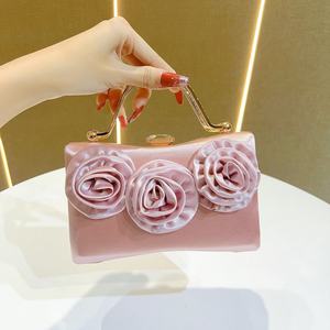 New Diamond-Encrusted Floral Pillow Shape Polyester Handbag <b>Clutch</b> Evening Party Banquet Crossbody <b>Bag</b> - Product Image 6