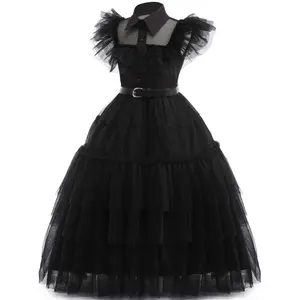 Fashion Wednesday Party Dress Family Cosplay Girls Black Dress Kids Party Dresses