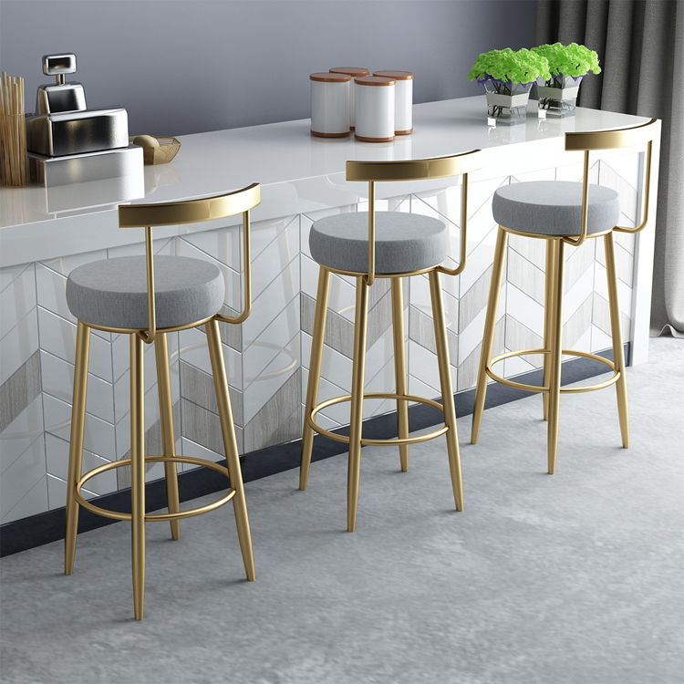 Fashionable Metal Leisure High Stool Bar Chair Coffee Bar Chair with Comfortable Cushion Seat for Restaurant Dining Room