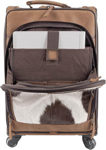 Luxury Unisex Real Cowhide <b>Leather</b> Durable <b>Rolling</b> Travel Suitcases New Floral Pattern <b>Tooled</b> <b>Leather</b> Luggage Trolley Bags - Product Image 4