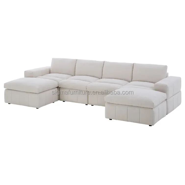 Made in China wholesale luxury modular 6 - Piece U-shape sleeper sectional sofa with ottoman