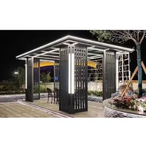 Sterke Wind Paviljoen En Gemakkelijk Te Monteren Aluminium Prieel Opening Patio Dak Pergola Outdoor Paviljoen Voor Familie