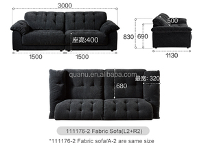 111176 Quanu Canapé d'angle moderne de luxe noir, Canapé de salon, Canapé rétro style patins à roulettes simple pour salon moderne - Product Image 4