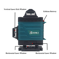 Niveau laser auto-nivelant 4D 16 lignes 360 degrés, alignement précis du sol/mur, construction intérieure/extérieure, bricolage, faisceau vert