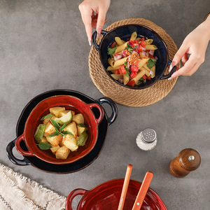 Bols à soupe, nouilles, salades et riz en céramique à double anse, design <span class=keywords><strong>Art</strong></span> Déco, vaisselle individuelle pour <span class=keywords><strong>la</strong></span> rentrée scolaire - Product Image 4