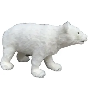 Estatua de oso Polar de tamaño real de 100cm, decoración navideña para exteriores, grande y barata, venta al por mayor, oso Polar blanco