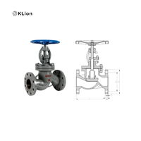 Vanne à soupape manuelle KLION RTS DN80 J41W ISO 3 pouces en acier inoxydable 304 WCB en acier moulé, à extrémités à brides, pour la coupure de l'huile, de l'eau et de la vapeur dans les pipelines