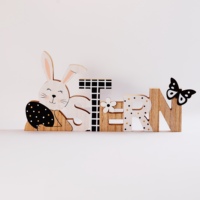 Bunnys pasquali in legno con uovo di pasqua OSTERN Table Top Decoration Gifts Craft 2021