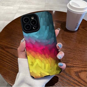 Custodia per cellulare in pelle artificiale TPU con stampa sfumata blu, rosa e gialla per <span class=keywords><strong>iPhone</strong></span> <span class=keywords><strong>XR</strong></span> 11 12 13 14 15 16 17 18 Pro Max - Product Image 1