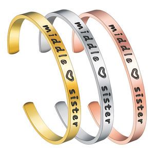 Bracelet manchette inspirant en acier inoxydable, bijoux d'amitié, amovible, tendance, garde en forme de flèche, mots d'invitation, bijoux d'amitié - Product Image 4