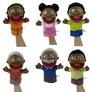 Hot Selling Kids Toddlers Open Mouth Educational Toys Hand Puppet Half Black Family Hand Puppet
