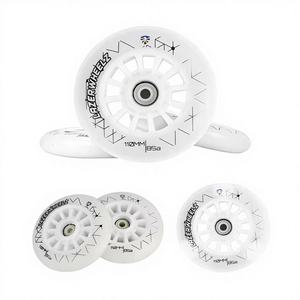 Ruedas de <span class=keywords><strong>Patines</strong></span> en Línea de Carreras <span class=keywords><strong>110</strong></span> 125 <span class=keywords><strong>mm</strong></span>, Multicolor Verde Brillante, Resistentes al Desgaste para Exteriores, Alta Elasticidad, Grado Rápido - Product Image 5