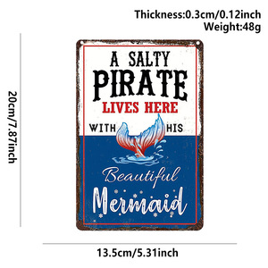 Targhe in Legno Ispirazionali con Pirati e Sirene in Stile Cartone Animato e Decorazioni da Parete in Stile Oceano per Laurea e Halloween - Product Image 6