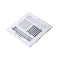 Grille d'aération moderne pour CVC 8x8 pouces, blanche, résidentielle, 4 voies, pour plafond, mur latéral, grille carrée en plastique 4SW0808 pour climatiseur au sol