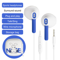 KIKI SHOOT Kiki-437 3.5mm earphone berkabel untuk siswa gambar kartun lucu tempat penyimpanan headphone kelinci keberuntungan bagus