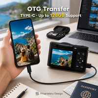 Fotocamera Digitale 4K con Schermo IPS Rotante a 2.4°, 48MP, AF, Funzioni MP3 e Giochi, Registrazione in Loop, Data e Ora, Ideale per Bambini e la Stagione Scolastica