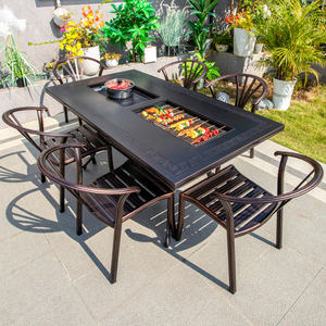 Ensemble <span class=keywords><strong>de</strong></span> <span class=keywords><strong>jardin</strong></span> d'extérieur en aluminium, 7 pièces, <span class=keywords><strong>chaises</strong></span> <span class=keywords><strong>et</strong></span> tables <span class=keywords><strong>de</strong></span> patio rectangulaires pour 6 <span class=keywords><strong>personnes</strong></span>, nouvel arrivage - Product Image 1