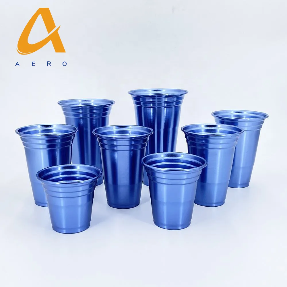 カスタムカラーパーティーカッププロモーション使い捨てアルミニウム飲用カップビールメタルタンブラー再利用可能なアルミニウムカップ