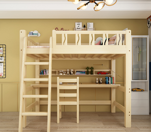 <span class=keywords><strong>Letto</strong></span> a Castello Multifunzionale in Legno Massello per Bambini e Adulti <span class=keywords><strong>con</strong></span> Sedia Scrivania e Armadio Sottostanti - Product Image 2