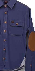Chaqueta de mezclilla tejida para hombre, elástica, transpirable, color índigo, con dos bolsillos en el pecho - Product Image 2