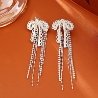 Zooying Boucles d'oreilles pour femmes, très vendues, en zircon, avec nœud en dentelle, motif spirale, à clip pour l'oreille, pour l'oreille percée, haut de gamme, à longues pampilles, élégantes et raffinées