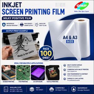 ฟิล์มใสสำหรับพิมพ์อิงค์เจ็ท A4 A3 สำหรับงานพิมพ์สกรีน ฟิล์มกันน้ำ 100 แผ่น สำหรับงานพิมพ์ภาพความละเอียดสูง - Product Image 2