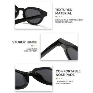 <span class=keywords><strong>Occhiali</strong></span> <span class=keywords><strong>da</strong></span> <span class=keywords><strong>Sole</strong></span> Unisex con Logo Personalizzato, Montatura Classica <span class=keywords><strong>Vintage</strong></span> Piccola e Rotonda, Protezione UV400, Lenti Sfumate con Rivetti Multicolore - Product Image 3