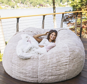 Moderne 5FT 6FT 7FT vente directe paresseux <span class=keywords><strong>canapé</strong></span> pouf fausse fourrure tissu d'ameublement avec remplissage en mousse pour le salon - Product Image 5