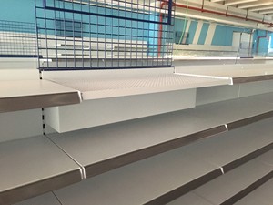 European Style Gondola Supermarket <strong>Shelving</strong> with Drip Tray for Heavy Duty Items High <strong>Quality</strong> with Grid Shelves on <strong>Top</strong> - Product Image 2