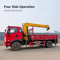 Camion grue d'occasion de 6,3 tonnes avec flèche à quatre sections, moteur diesel 160 CV, pour le transport dans les projets montagneux et ruraux