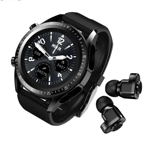 JM03 smartwatch pulseira de chamada Bluetooth TWS fone de ouvido 2-em-1 música freqüência cardíaca pressão arterial exercício monitoramento relógio