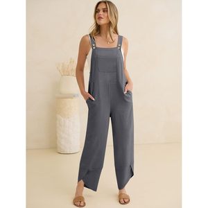Anrabess Combinaison Capri décontractée d'été pour femme, bretelles réglables, coupe ample, taille haute, respirante, pour un usage quotidien - Product Image 5