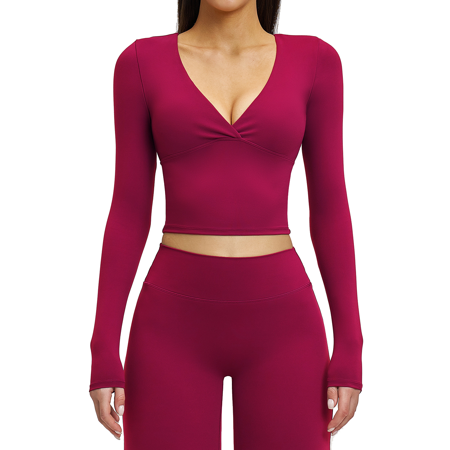 Women's Lightweight Breathable Four-Way Stretch Spandex/Nylon Pilates Yoga Long Sleeve Sports Top Fitness T-Shirt