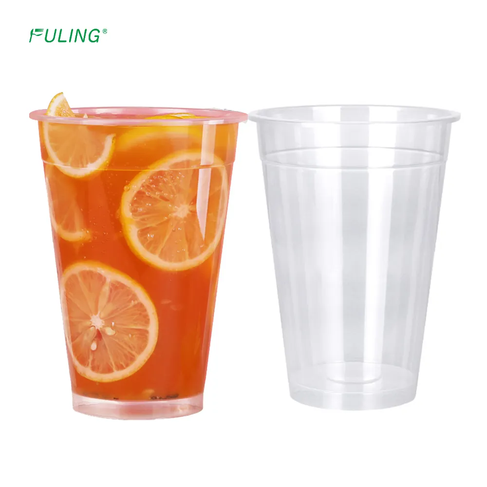 FULING 1000ml 테이크 아웃 일회용 32 온스 과일 음료 용기 컵 버킷 pp 뚜껑이있는 플라스틱 음료 컵