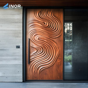 Puerta de Entrada de Alta Resistencia con Núcleo de Acero y Revestimiento de Madera para Uso Comercial y Residencial - Product Image 1