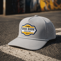 Casquette de golf à cinq panneaux avec logo brodé personnalisé, fabrication OEM, faible MOQ, nylon de haute qualité, fermeture auto-agrippante, sports de plein air