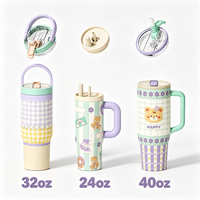 Gobelet isotherme personnalisé avec logo, 40/32/24 oz, avec couvercle amovible en Tritan et poignée, en acier inoxydable, tasse de voyage isolée sous vide