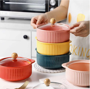 <span class=keywords><strong>Bol</strong></span> en céramique <span class=keywords><strong>avec</strong></span> <span class=keywords><strong>couvercle</strong></span>, <span class=keywords><strong>bol</strong></span> à soupe binaural pour la maison, <span class=keywords><strong>bol</strong></span> à riz pour dortoir, vaisselle de grande taille, pot à ragoût - Product Image 5