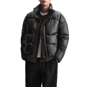 OEM diario invierno 100% poliéster a prueba de viento logotipo personalizado Ripstop burbuja cuello alto abajo chaqueta de los hombres - Product Image 2