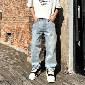 Jeans <span class=keywords><strong>Vinted</strong></span> Lavados VVS, Jeans Baggy con Lavado Desgastado, Jeans de Mezclilla para <span class=keywords><strong>Hombre</strong></span> con Estampado Puff, Jeans de Mezclilla Desgastados para <span class=keywords><strong>Hombre</strong></span> - Product Image 3