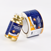 Impression d'étiquettes personnalisées pour compléments alimentaires en rouleau, avec pellicule métallique bleue pour flacons de vitamines