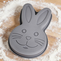 Moule à gâteau en silicone en forme de lapin de Pâques, grand moule à pâtisserie tête de lapin, moule à pain 3D animal, outil de cuisson de qualité alimentaire pour pâtisserie