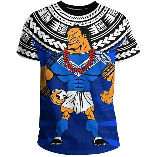 Hochwertige Samoan Puletasi Streetwear T-Shirt Samoa Rugby Print T-Shirt Benutzer definierte polynesische Männer Digitaldruck T-Shirt Großhandel