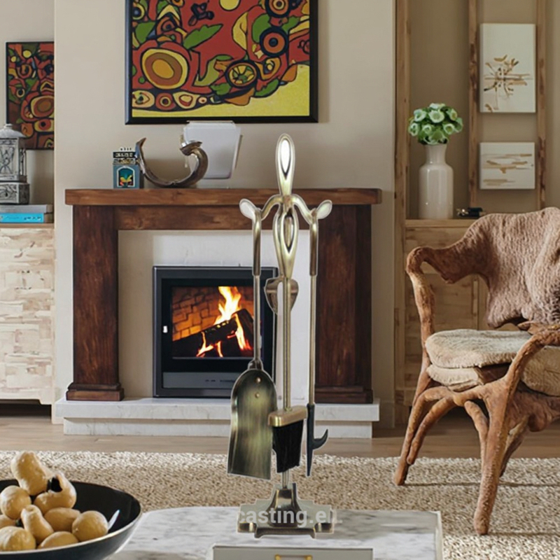Contemporary Cast Iron Fireplace Tool Set