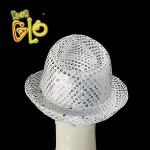 Sombrero de vaquero LED Lentejuelas Sombrero Fedora iluminado Disfraz de Año Nuevo Sombrero de vaquero de lentejuelas de neón para fiesta de neón Poliéster Liso 3 piezas AG13 - Product Image 3