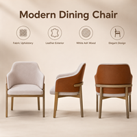 Chaise de salle à manger avec accoudoirs en bois de frêne de style mid-century pour hôtel et restaurant, revêtement en tissu