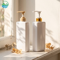 Flacon de lotion carré personnalisé pour emballage cosmétique avec pompe pulvérisatrice, sérigraphié, rechargeable pour shampoing et savon liquide