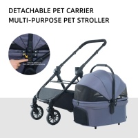 Poussette de transport pour animaux de compagnie imperméable en gros pour chiots, siège auto pliable détachable, charge maximale 20 kg, avec frein