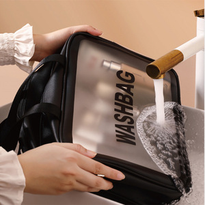 Bolsa de Viaje Rectangular de Doble Capa de PU, Gran Capacidad, Tipo Vertical, Impermeable, para Cosméticos, Artículos Húmedos y Secos - Product Image 3